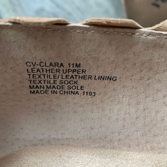 CHELSEA & VIOLET Clara Suede Leather Scalloped Flats Tan Beige Size 11 - Picture 7 of 9